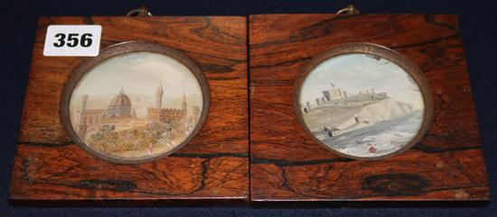 Two Rosewood framed miniatures 7x7